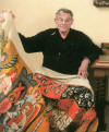 Richard Sipe with Last Judgment Tapestry he created - 2009